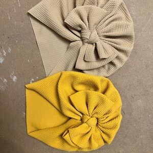 Stylish Tan and Yellow Turban Headwraps